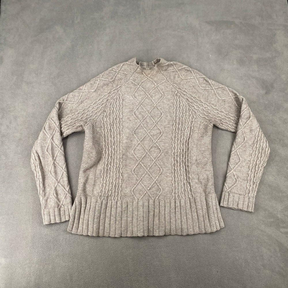 Cyrus Womens XL Taupe Cable Knit Mock‎ Neck Raglan Sweater E671903G Mixed Stitch